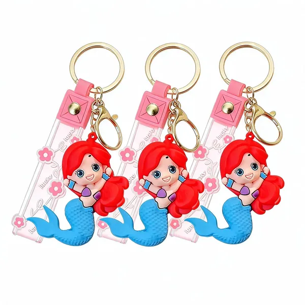 Red_3D_Cartoon_Mermaid_Silicone_Keychain