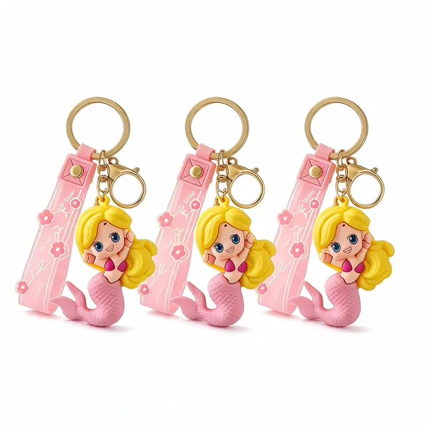Yellow_3D_Cartoon_Mermaid_Silicone_Keychain