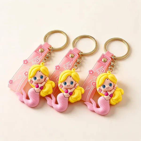 Yellow_3D_Cartoon_Mermaid_Silicone_Keychain