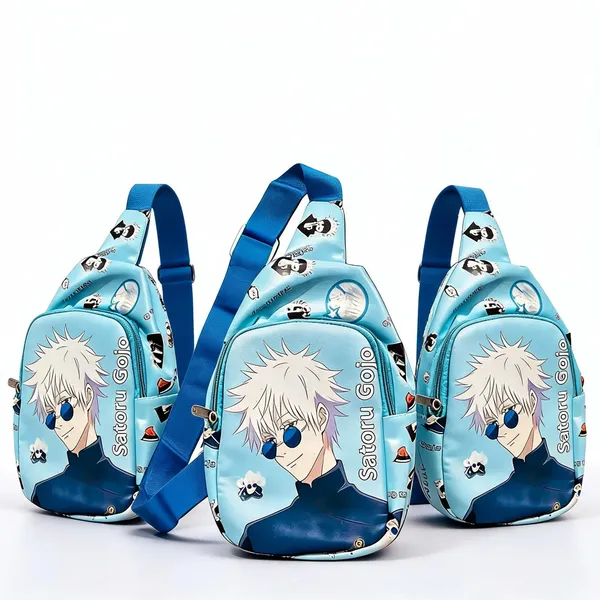 Sky_Blue_Faux_Leather_Satoru_Gojo_Anime_Print_Chest_Bag