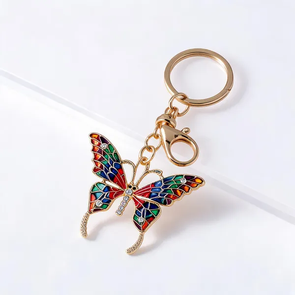 Multicolor_Gold-Tone_Rainbow_Butterfly_Bag_Charm_Keychain