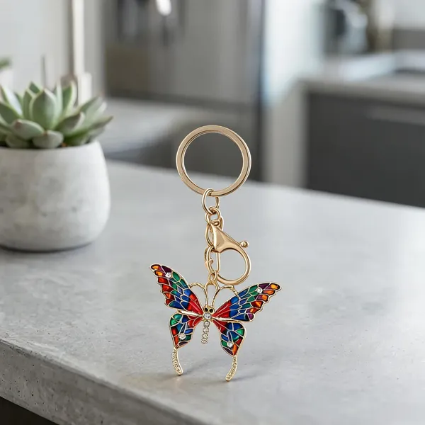 Multicolor_Gold-Tone_Rainbow_Butterfly_Bag_Charm_Keychain
