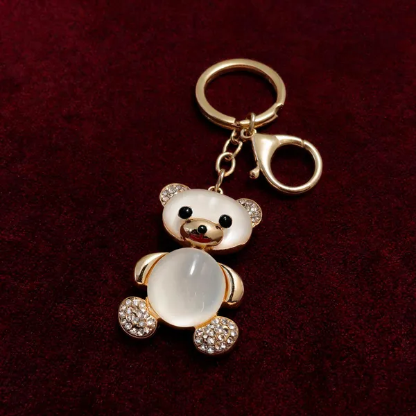 White_Gold-Tone_Plush_Teddy_Bear_Bag_Charm_Keychain