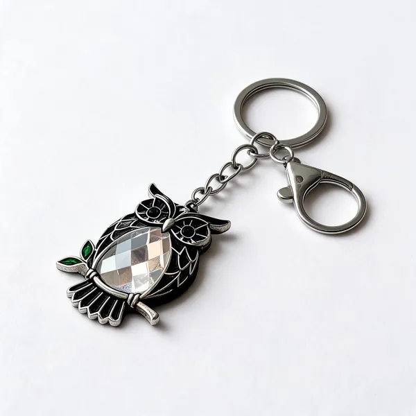Black_Silver-Tone_Owl_Rubber_Plastic_Bag_Charm_Keychain