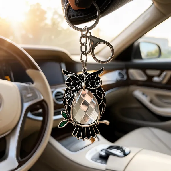 Black_Silver-Tone_Owl_Rubber_Plastic_Bag_Charm_Keychain