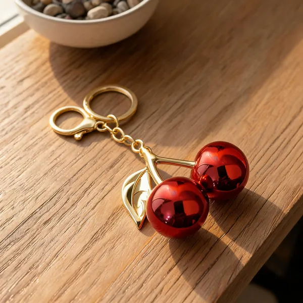 Red_Gold_Tone_Glossy_Cherry_Shine_Bag_Charm_Keychain
