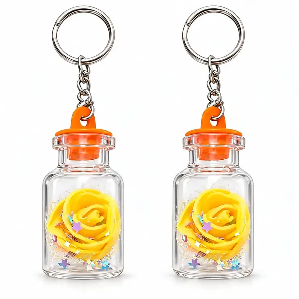 Yellow_Little_Rose_Bottle_Plastic_Keychain