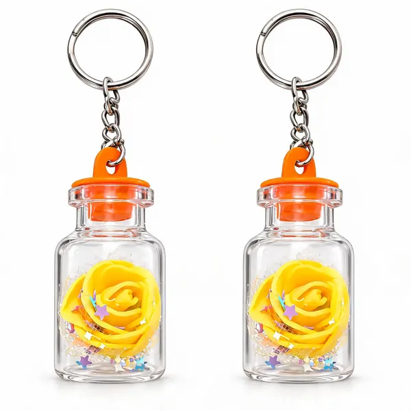 Yellow_Little_Rose_Bottle_Plastic_Keychain