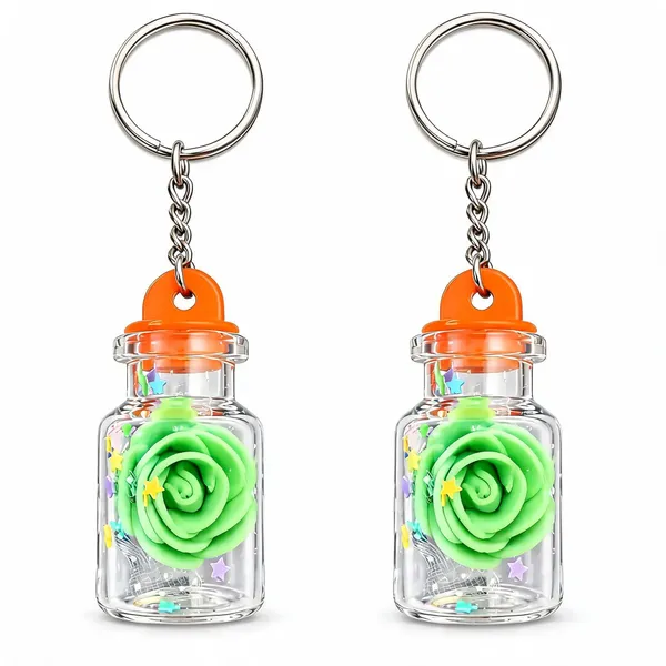Green_Little_Rose_Bottle_Plastic_Keychain