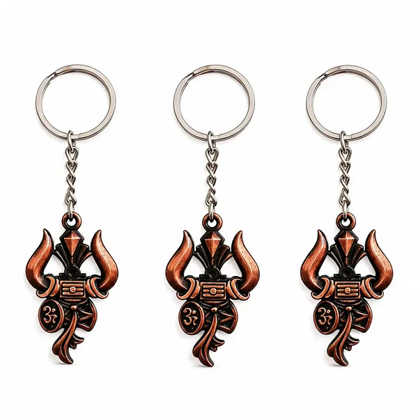 Bronze_Metal_Lord_Shiv_Shankar_Trishul_Damru_Om_Double_Side_Keychain