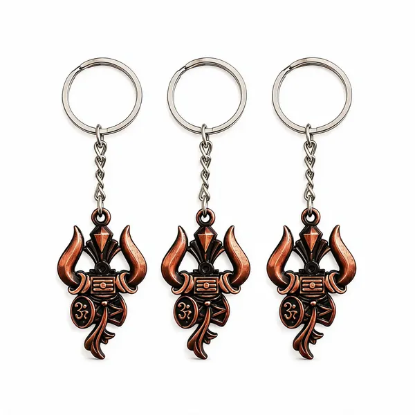 Bronze_Metal_Lord_Shiv_Shankar_Trishul_Damru_Om_Double_Side_Keychain