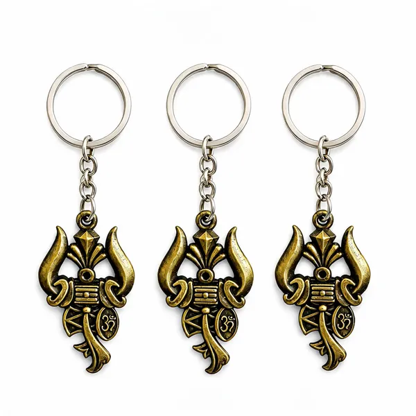 Gold_Metal_Lord_Shiv_Shankar_Trishul_Damru_Om_Double_Side_Keychain