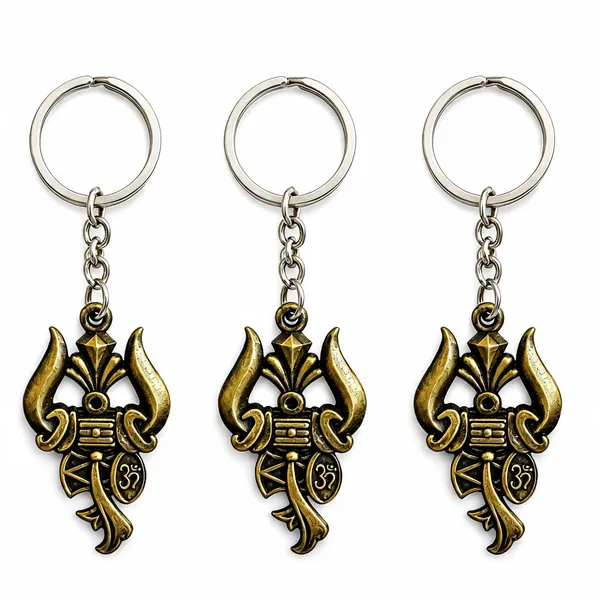 Gold_Metal_Lord_Shiv_Shankar_Trishul_Damru_Om_Double_Side_Keychain