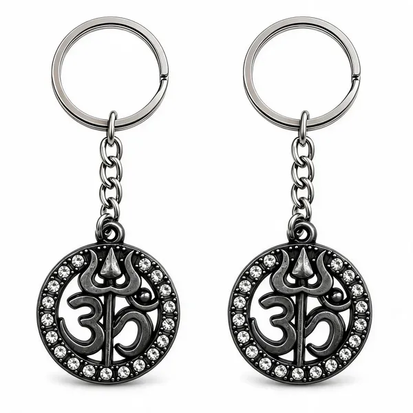 Gray_Metal_Om_Symbol_Round_Keychain