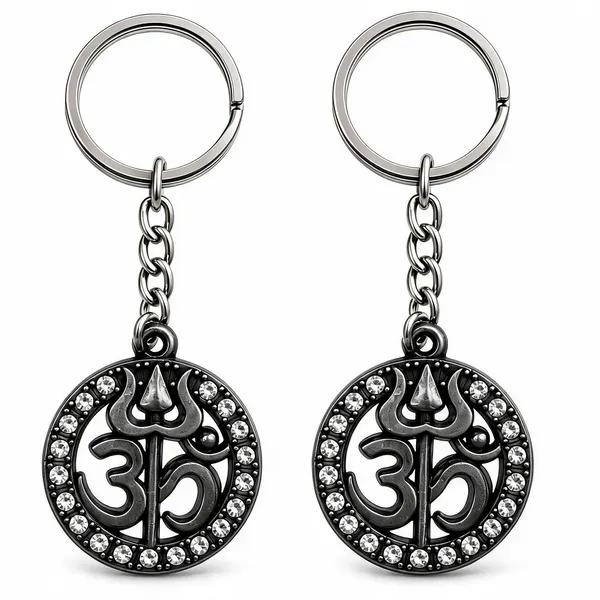 Gray_Metal_Om_Symbol_Round_Keychain