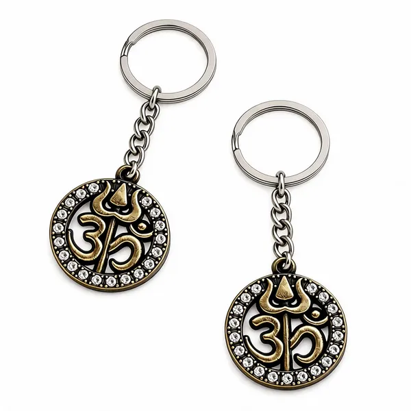 Gold_Om_Symbol_Round_Metal_Keychain