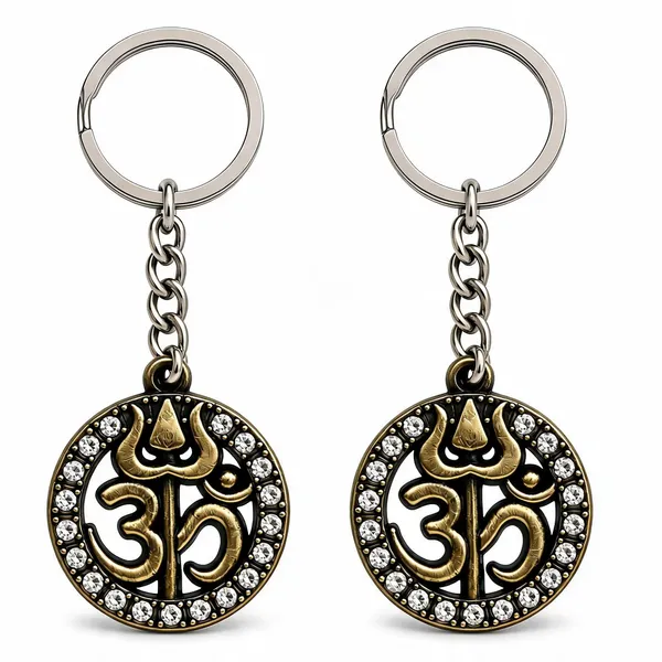 Gold_Om_Symbol_Round_Metal_Keychain