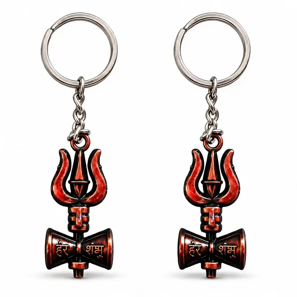 Bronze_Metal_Lord_Shiva_Trishul_Trident_Damru_Design_Keychain