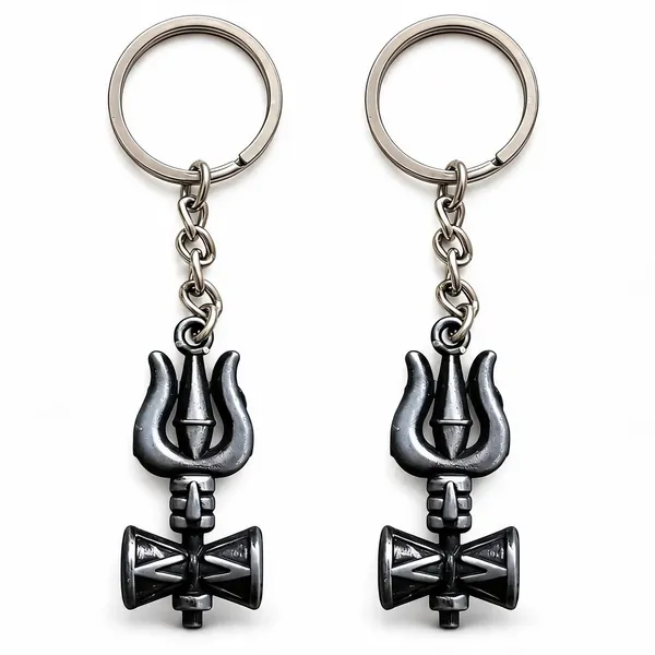 Gray_Metal_Lord_Shiva_Trishul_Trident_Damru_Design_Keychain