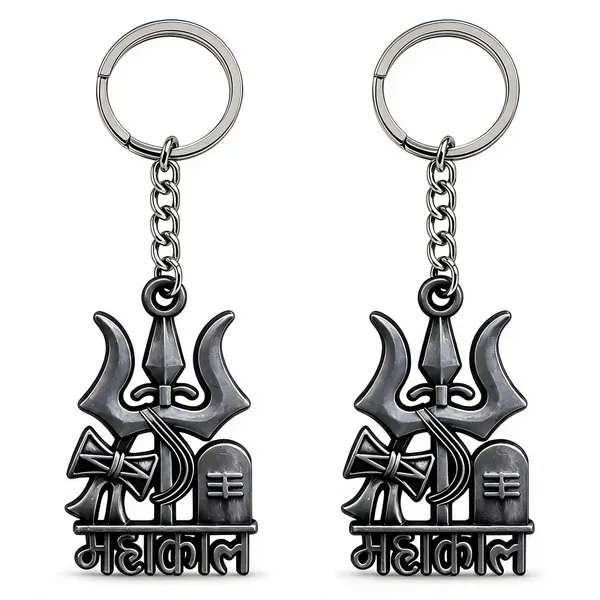 Gray_Metal_Mahakal_Trishul_Damru_Design_Keychain