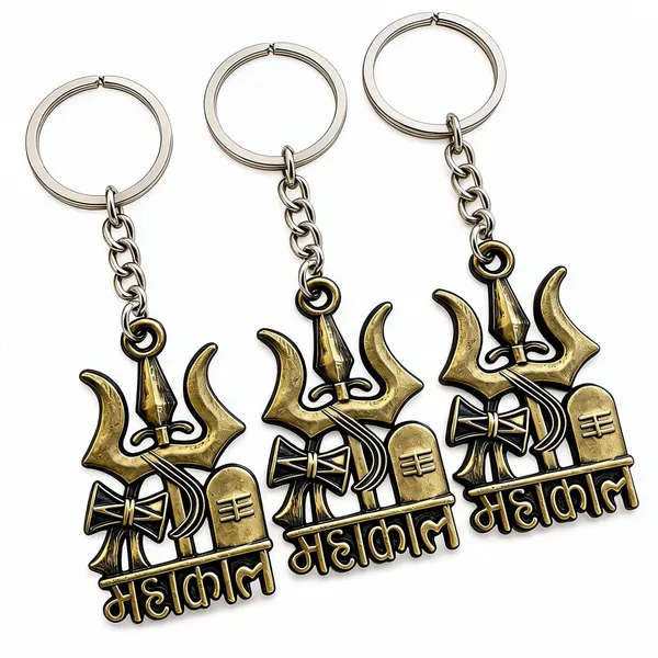 Gold_Metal_Mahakal_Trishul_Damru_Design_Keychain