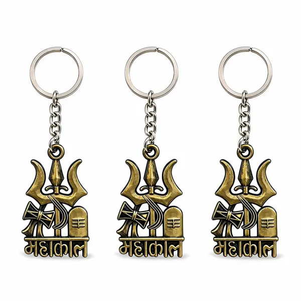 Gold_Metal_Mahakal_Trishul_Damru_Design_Keychain