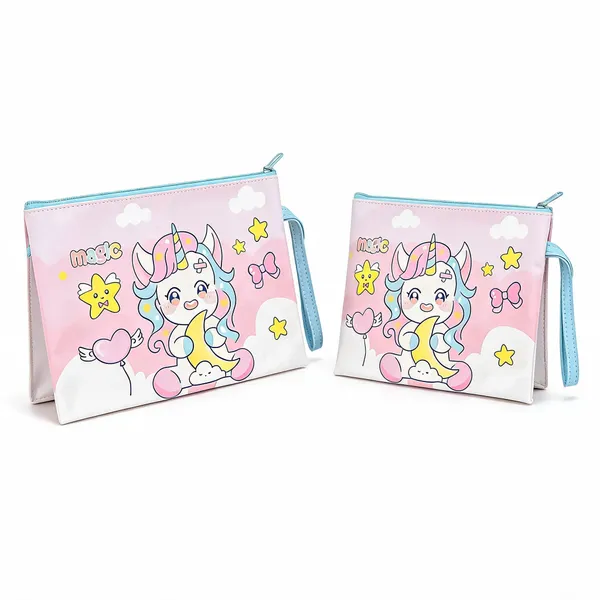 Faux_Leather_Cartoon_Unicorn_Print_A4_Document_Pouch
