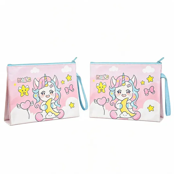 Faux_Leather_Cartoon_Unicorn_Print_A4_Document_Pouch