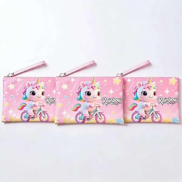 Pink_Faux_Leather_Unicorn_Print_A4_Document_Pouch_With_Zip