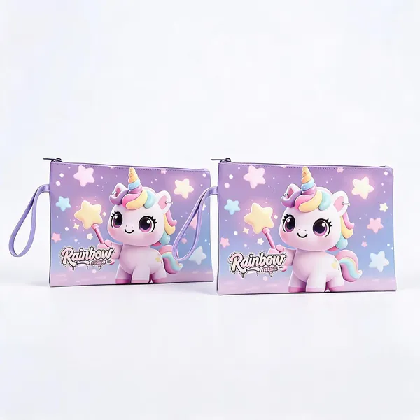 Lavender_Faux_Leather_Unicorn_Star_Wand_A4_Document_Pouch_With_Zip