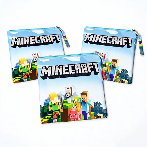 Sky_Blue_Faux_Leather_Minecraft_Characters_A4_Document_Pouch