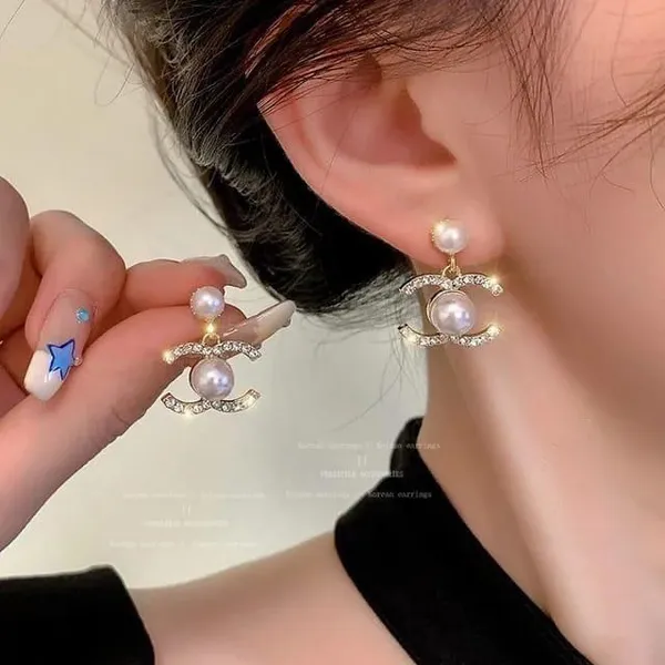 Gold_Tone_Pearl_Drop_Earrings_And_Pink_Floral_Drop_Earrings