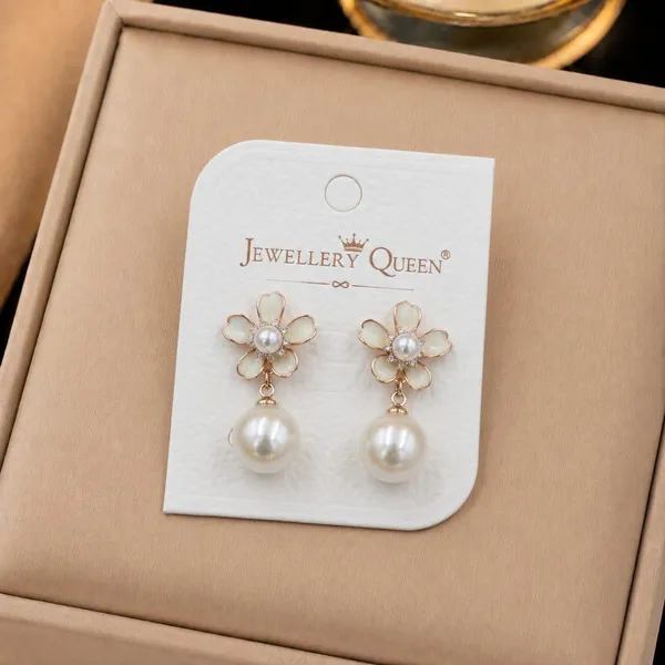Gold_Tone_Floral_Pearl_Drop_Earrings_For_Women