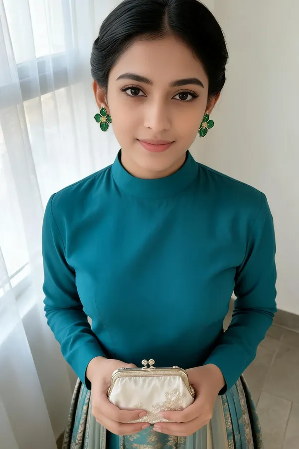 Green_Floral_Stud_Earrings_For_Women