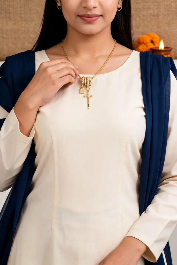 Gold_Tone_Cross_Pendant_Necklace_For_Women