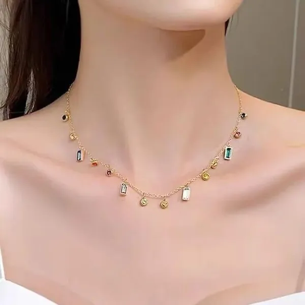 Gold_Tone_Multicolor_Charm_Necklace_For_Women
