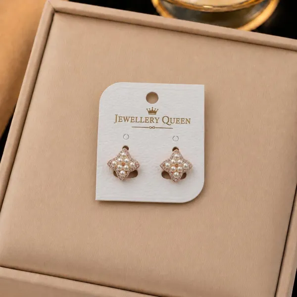 Gold_Tone_Pearl_Embellished_Stud_Earrings_For_Women