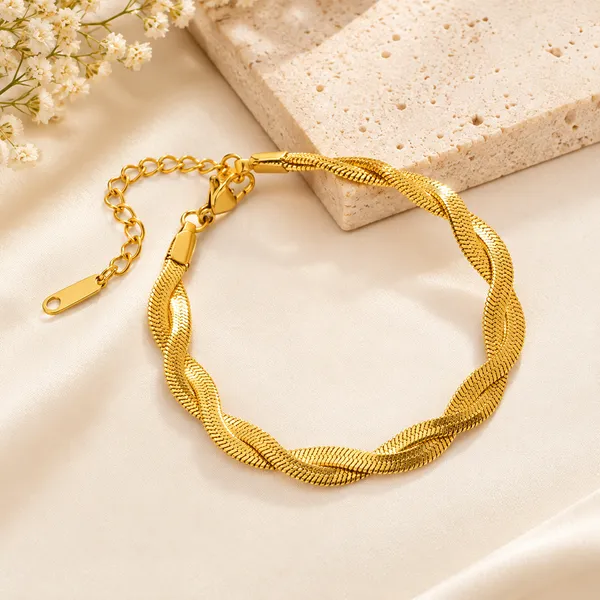Gold_Tone_Woven_Chain_Bracelets_For_Women