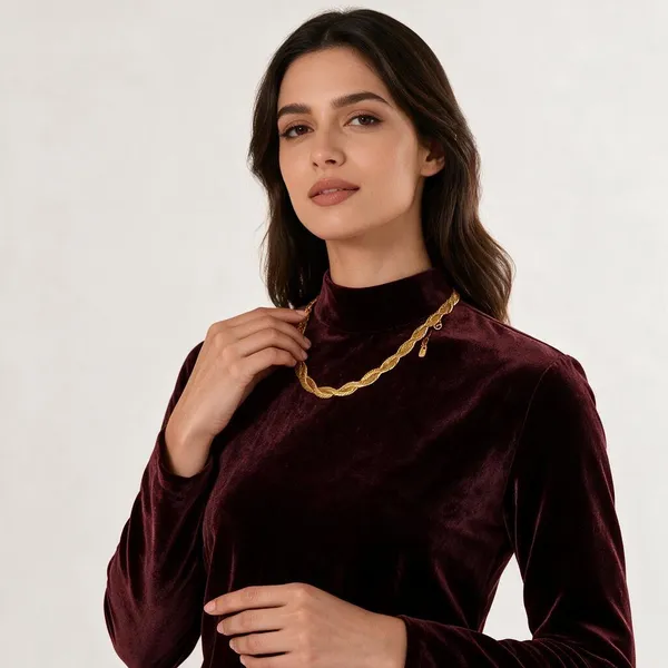 Gold_Tone_Woven_Chain_Necklace_For_Women