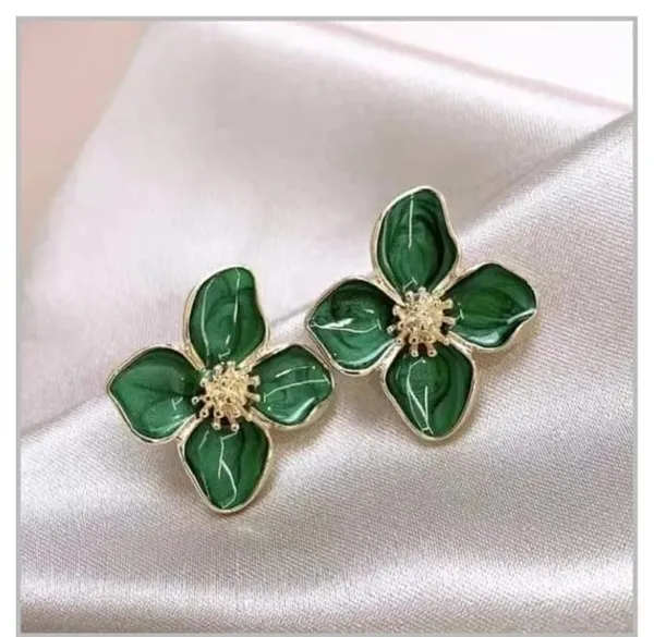 Pearl_Green_Floral_Stud_Earrings_And_Gold_Tone_Pearl_And_Floral_Drop