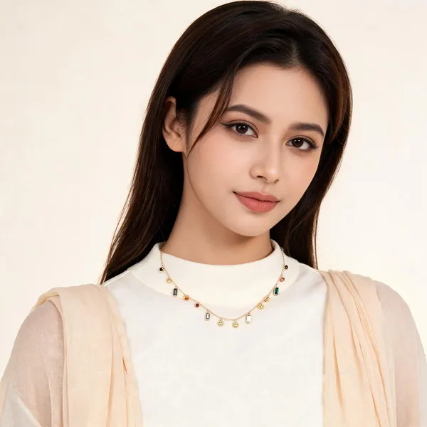 Gold_Tone_Multicolor_Charm_Necklace_For_Women