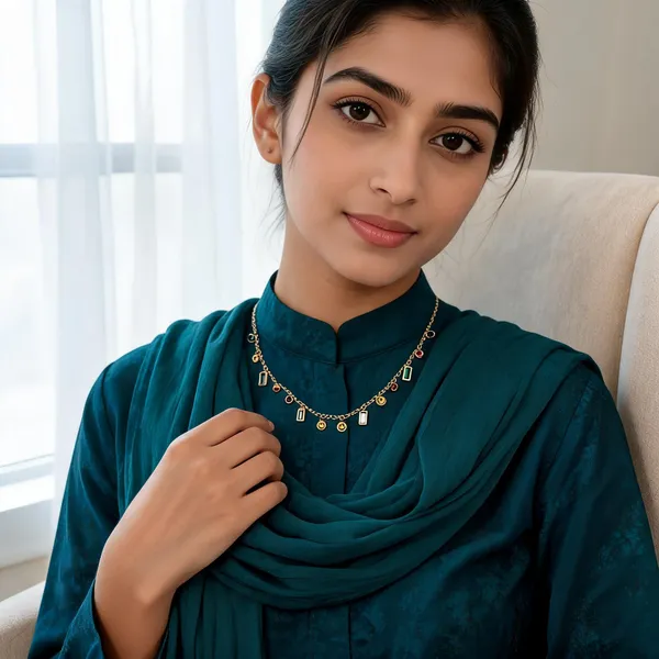 Gold_Tone_Multicolor_Charm_Necklace_For_Women