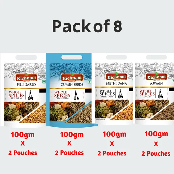 Kichnam_Whole_Spices_Everyday_Cooking_Kit_800G_Pack_Of_8