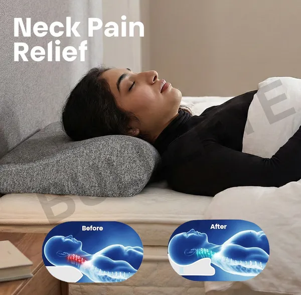 Memory_Foam_Grey_Contoured_Cervical_Neck_Support_Pillow