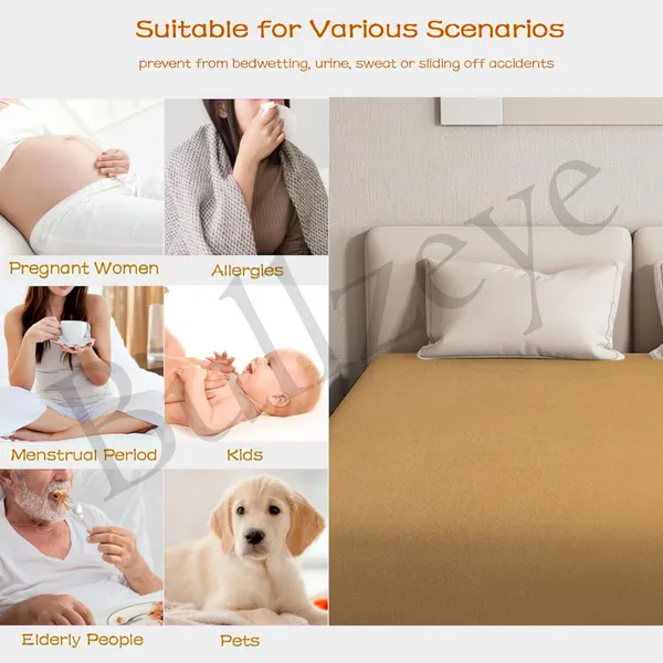 Cotton_Feel_Solid_Beige_Fitted_Elastic_Mattress_Protector