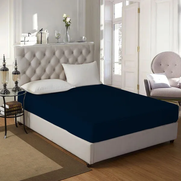 Cotton_Feel_Solid_Navy_Blue_Fitted_Mattress_Protector