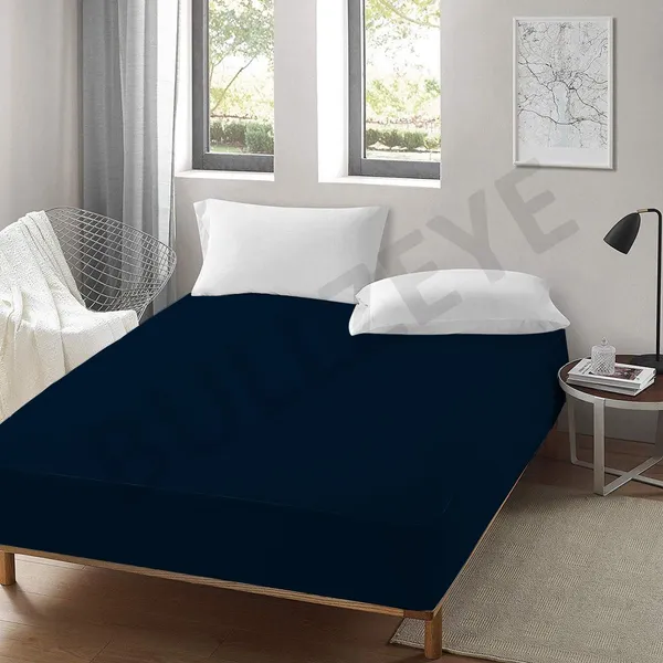 Cotton_Feel_Solid_Navy_Blue_Fitted_Mattress_Protector