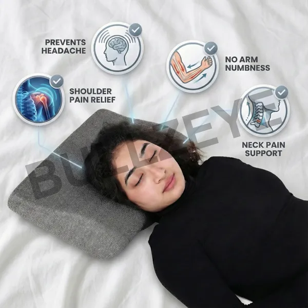 Memory_Foam_Grey_Contoured_Cervical_Neck_Support_Pillow
