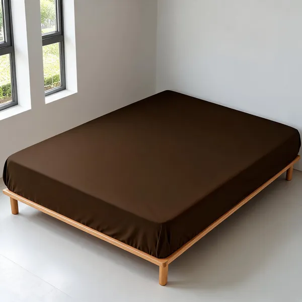 Cotton_Feel_Solid_Brown_Fitted_Elastic_Mattress_Protector