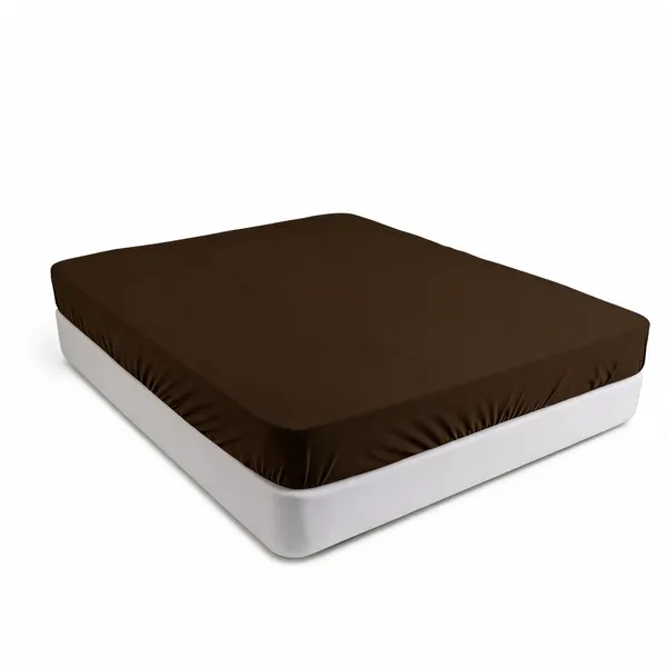 Cotton_Feel_Solid_Brown_Fitted_Elastic_Mattress_Protector